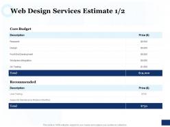Web design services estimate ppt powerpoint presentation ideas design ideas