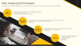 Web Designing Technologies Web Design Company Profile Ppt Professional Infographic Template