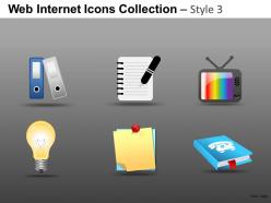 Web internet icons collection style 3 powerpoint presentation slides db