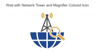 Web With Network Tower And Magnifier Colored Icon In Powerpoint Pptx Png And Editable Eps Format
