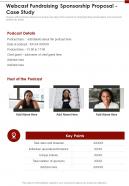 Webcast Fundraising Sponsorship Proposal Case Study One Pager Sample Example Document