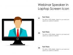 Webinar speaker in laptop screen icon