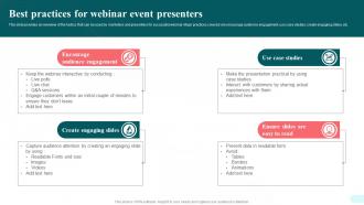 Webinars Best Practices For Webinar Event Presenters Ppt Show Graphics Tutorials
