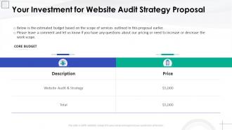 Website audit strategy proposal template your investment for website audit proposal