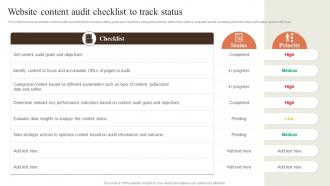 Website Content Audit Checklist To Track Status Creating Content Marketing Strategy
