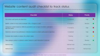 Website Content Audit Checklist To Track Status Strategic Approach Of Content Marketing