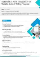 Website Content Writing For Statement Of Work And Contract One Pager Sample Example Document