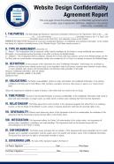 Website design confidentiality agreement report presentation report infographic ppt pdf document