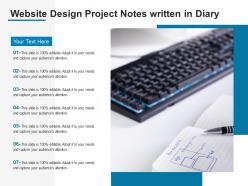 Website design project notes written in diary