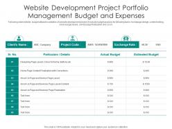Website Development Project Portfolio Management Budget And Expenses