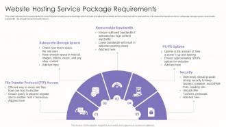 Website Hosting Service Package Requirements