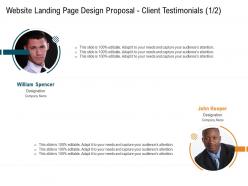 Website landing page design proposal client testimonials m3400 ppt powerpoint presentation outline