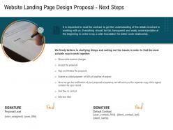 Website landing page design proposal next steps ppt powerpoint presentation pictures portrait
