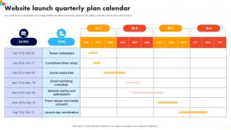 Website Launch Quarterly Plan Calendar