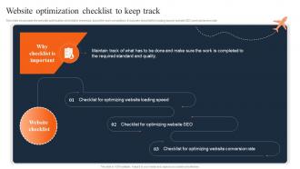 Website Optimization Checklist To Keep Track Travel And Tourism Marketing Strategies MKT SS V