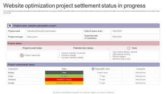 Website Optimization Project Settlement Status In Progress