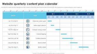 Website Quarterly Content Plan Calendar