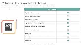 Website SEO Audit Assessment Checklist
