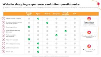 Website Shopping Experience Evaluation Questionnaire