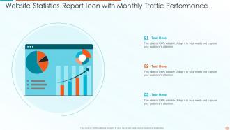 Website Statistics Report Icon With Monthly Traffic Performance