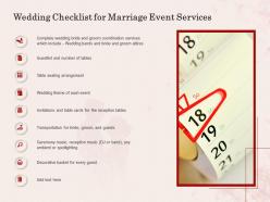 Wedding checklist for marriage event services ppt powerpoint presentation model