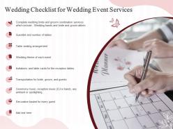 Wedding checklist for wedding event services ppt powerpoint presentation icon