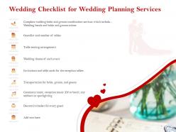 Wedding checklist for wedding planning services ppt icon designs