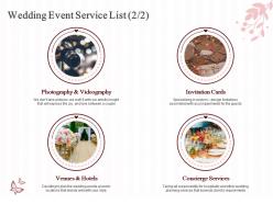 Wedding event service list ppt powerpoint presentation layouts microsoft