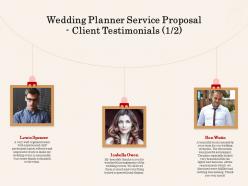 Wedding planner service proposal client testimonials l2064 ppt powerpoint inspiration