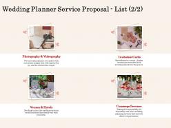 Wedding planner service proposal list l2067 ppt powerpoint presentation model images