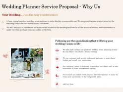 Wedding planner service proposal why us ppt powerpoint presentation slides example