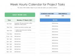 Week hourly calendar for project tasks
