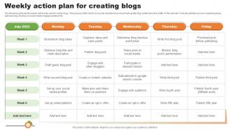 Weekly Action Plan For Creating Blogs