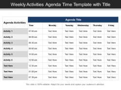 Weekly activities agenda time template with title