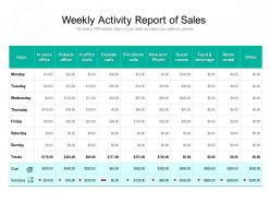Weekly activity report of sales