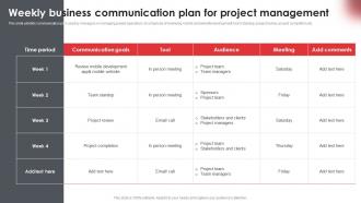 Weekly Business Communication Plan For Project Management