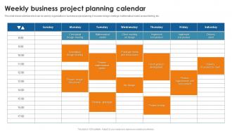 Weekly Business Project Planning Calendar