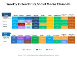 Weekly calendar for social media channels