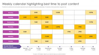 Weekly Calendar Highlighting Best Time To Instagram Marketing To Increase MKT SS V