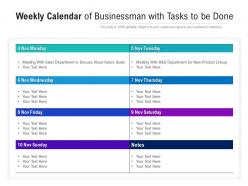 Weekly calendar of businessman with tasks to be done