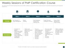 Weekly certification course project management professional certification program it ppt show slides