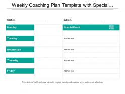 Weekly coaching plan template with special events