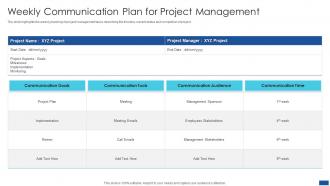 Weekly Communication Plan For Project Management