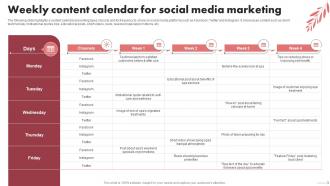Weekly Content Calendar For Social Media Spa Marketing Plan To Increase Bookings And Maximize