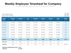 Weekly Employee Timesheet For Company