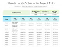 Weekly hourly calendar for project tasks