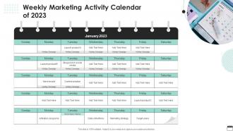 Weekly Marketing Activity Calendar Of 2023