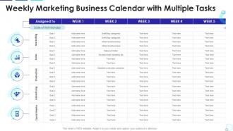 Weekly marketing business calendar with multiple tasks