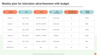 Weekly Plan For Television Broadcasting Strategy To Reach Target Audience Strategy SS V