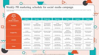 Weekly Pr Marketing Schedule For Social Media Campaign
